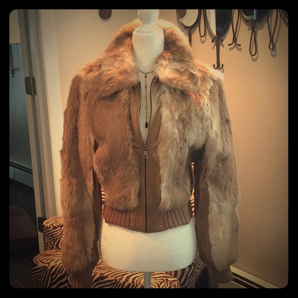 Guess Leather/Rabbit Fur Jacket